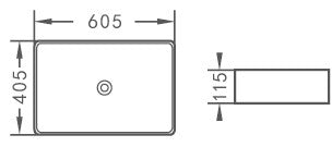 PA6140 Ultra Slim Fine Ceramic Above Counter Basin(Rectangle: 605*405*115mm) — detail 2