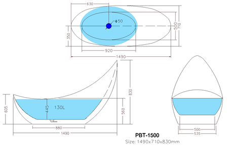 Posh PBT1500 Freestanding Bathtub — detail 3