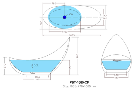 Posh PBT1680 Freestanding Bathtub — detail 3