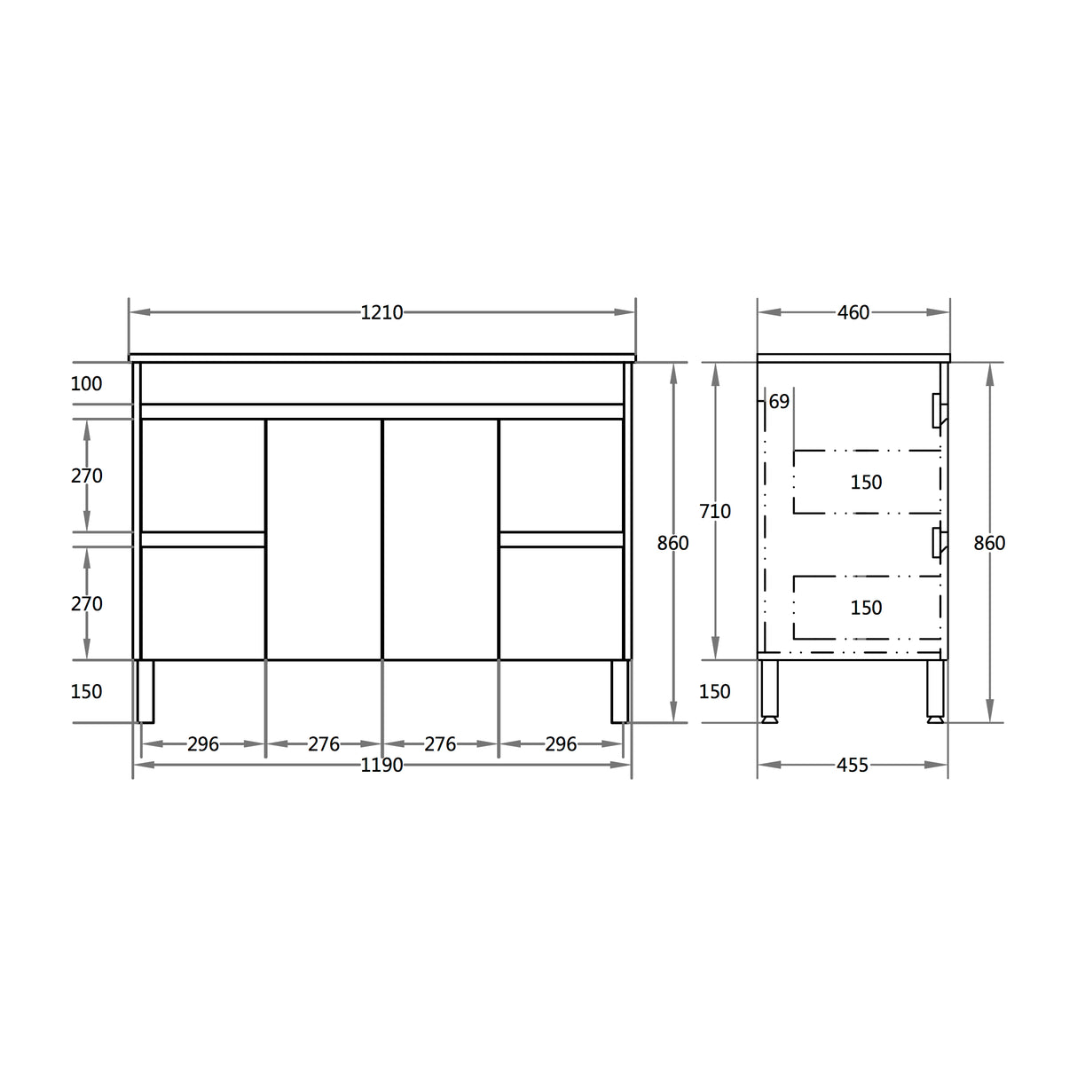 Evie Dark Brown Free-Standing PVC Vanity EV124L-DB — detail 2