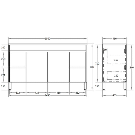 Polar Free-Standing PVC Vanity P154LG — detail 4