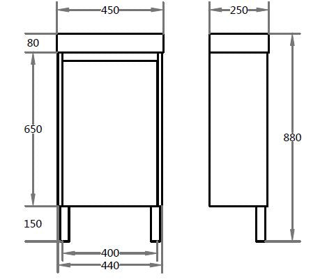 Polar Ensuite Free-Standing PVC Vanity P42RLG-PT — detail 2
