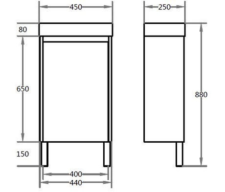 Polar Ensuite Free-Standing PVC Vanity P42LLG-PT — detail 2