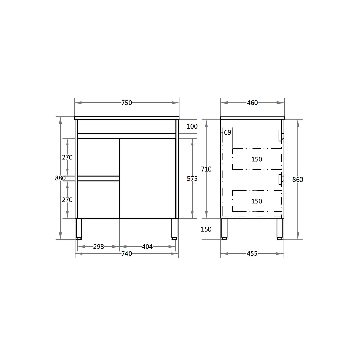 Nova Free-Standing Plywood Vanity NC74LLG — detail 4