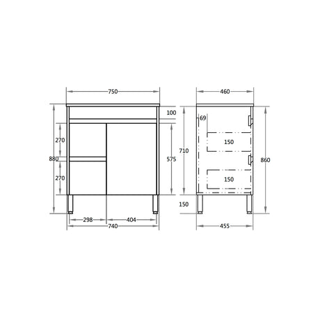 Nova Free-Standing Plywood Vanity NC74LLG — detail 4