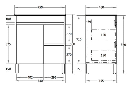 Polar Free-Standing PVC Vanity P74RLG — detail 4