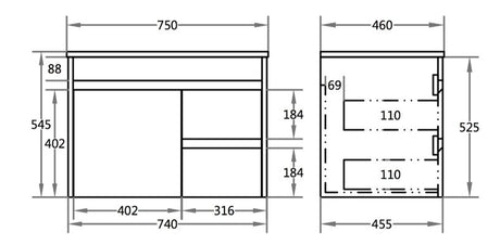 Polar Wall-Hung PVC Vanity P74RWH — detail 4