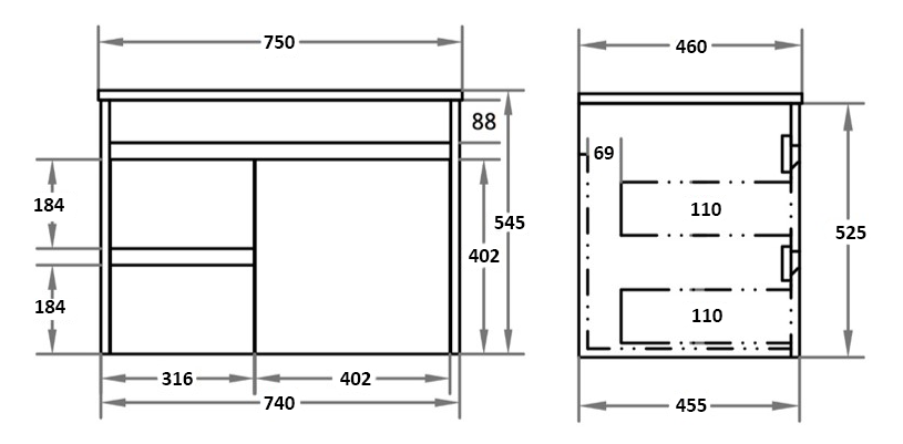 Polar Wall-Hung PVC Vanity P74LWH — detail 4