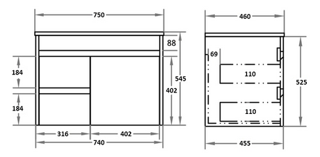 Polar Wall-Hung PVC Vanity P74LWH — detail 4
