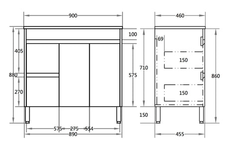 Polar Free-Standing PVC Vanity P94LLG — detail 4