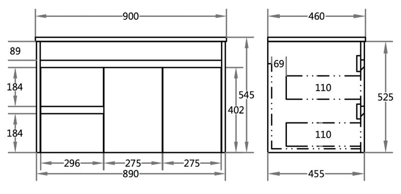 Polar Wall-Hung PVC Vanity P94LWH — detail 4