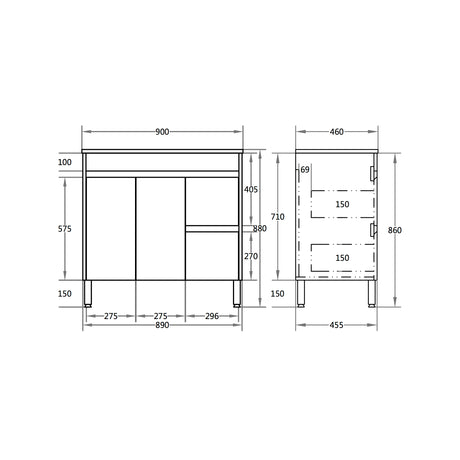 Nova Free-Standing Plywood Vanity NC94RLG — detail 3