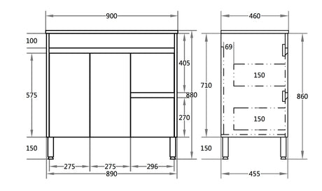 Polar Free-Standing PVC Vanity P94RLG — detail 4