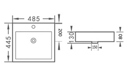 PI4844 Matt White – Insert Basin(Rectangle: 485*445*130mm) — detail 2