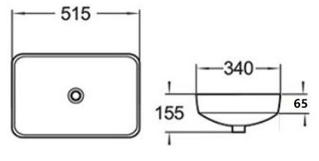 PI5134 Gloss White – Inserted Basin (Rectangle: 520*340*155mm) — detail 2
