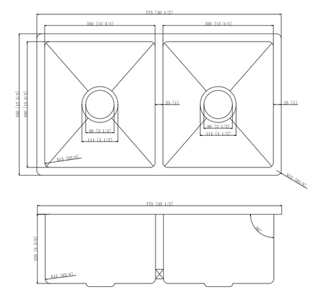 304 Double Stainless Steel Sink（PKS-775DR）775*450*220mm — detail 3
