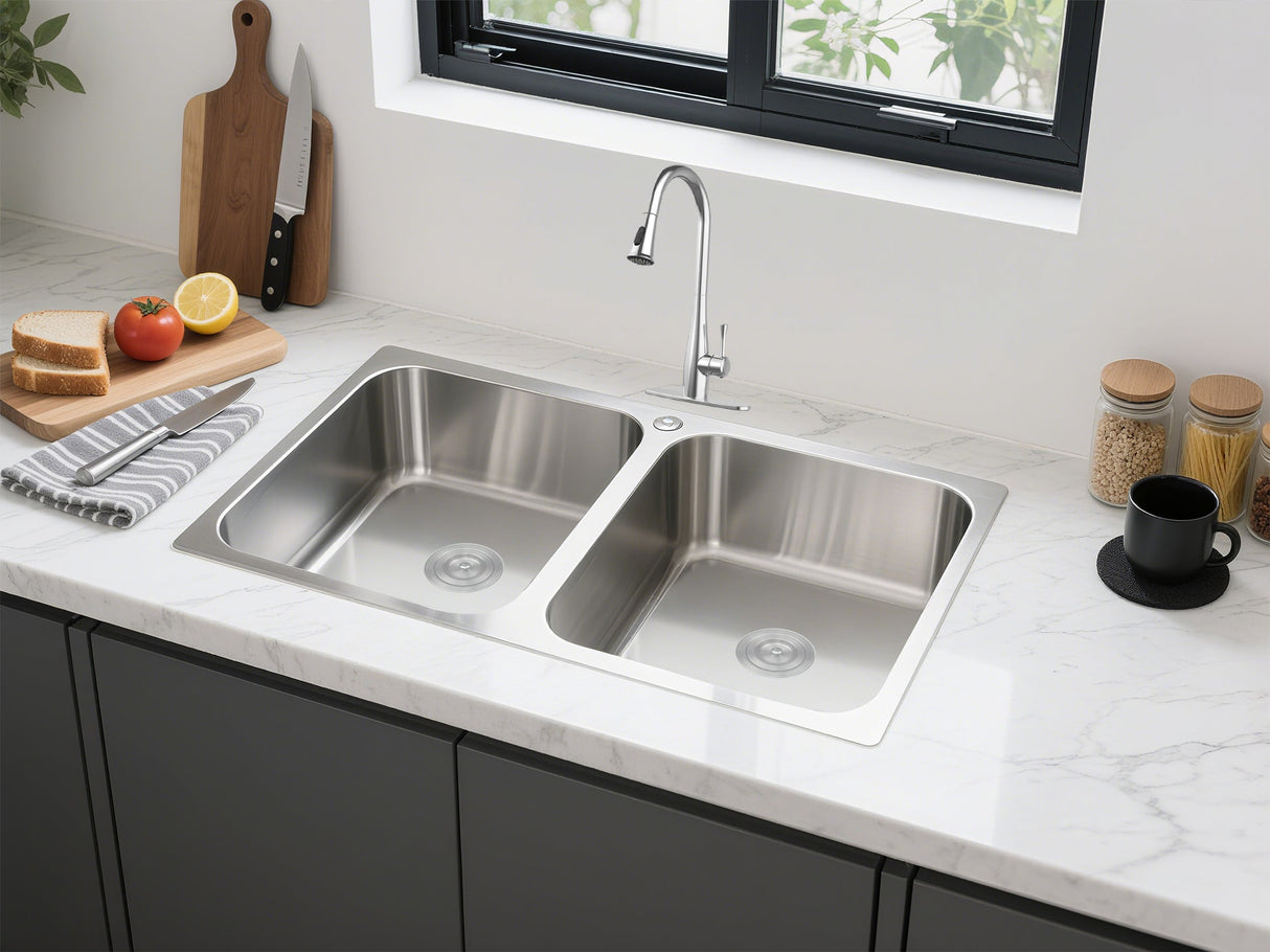 304 Double Stainless Steel Sink（PKS-775DR）775*450*220mm