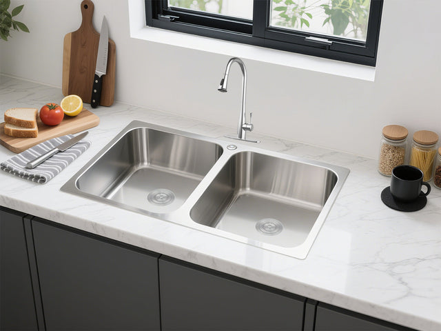 304 Double Stainless Steel Sink（PKS-775DR）775*450*220mm