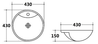 PSR4343 Semi Recess Basin(Round: 430*430*150mm) — detail 3