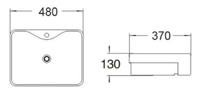PSR4837 Semi Recess Basin Gloss White Fine Ceramic(Rectangle: 480*370*130mm) — detail 2