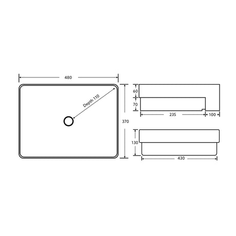 PSR4837NTH Semi Recess Basin(Rectangle: 480*370*130mm) — detail 2