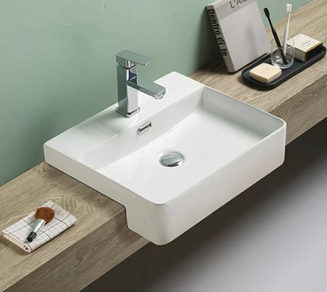 PSR5042 Gloss White – Inserted, Semi Recess  Basin(Rectangle: 505*420*130mm)