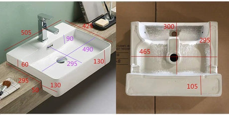 PSR5042 Gloss White – Inserted, Semi Recess  Basin(Rectangle: 505*420*130mm) — detail 4