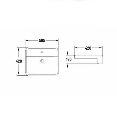 PSR5042 Gloss White – Inserted, Semi Recess  Basin(Rectangle: 505*420*130mm) — detail 3