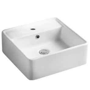 PW4141 Ultra Slim Gloss White Fine Ceramic Wall hung / Above Counter Basin(Square: 410*410*150mm) — detail 2