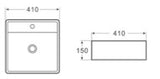 PW4141 Ultra Slim Gloss White Fine Ceramic Wall hung / Above Counter Basin(Square: 410*410*150mm) — detail 3