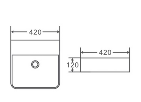 PW4242NTH Wall hung / Above Counter Basin(Square: 420*420*120mm) — detail 2