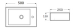 PW5025L Wall Hung Basin, Gloss White Left hand bowl(Rectangle: 500*250*130mm) — detail 3