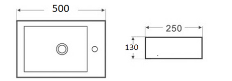 PW5025L Wall Hung Basin, Gloss White Left hand bowl(Rectangle: 500*250*130mm) — detail 3