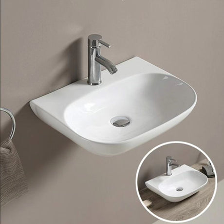 PW5038 Wall Hung Basin, Gloss White Fine Ceramic(Oval: 500*385*120mm)