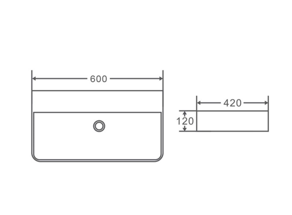 PW6042NTH Wall Hung / Above Counter Basin(Rectangle: 600*420*120mm) — detail 3