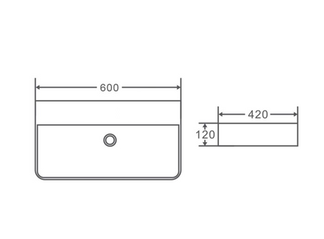 PW6042NTH Wall Hung / Above Counter Basin(Rectangle: 600*420*120mm) — detail 3