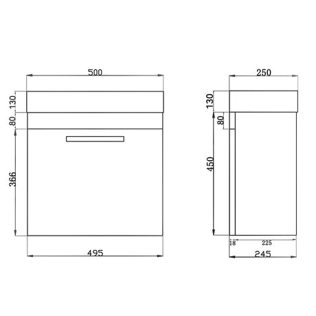 Qubist Dark Grey Wall-Hung MDF Vanity Q5025DG-CTR — detail 2