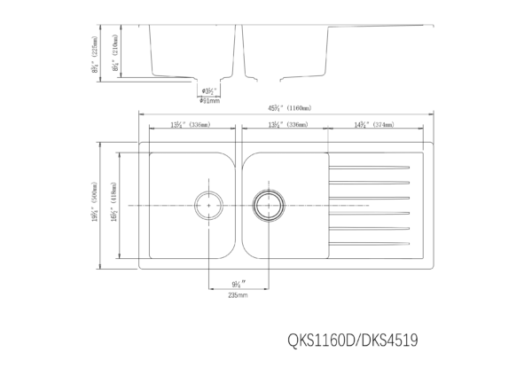 Quartz Top-mount Kitchen Sink 1160*500*225mm (QZ1160D-MB) — detail 3