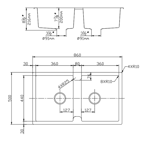 Quartz Top-mount Kitchen Sink 860*500*216mm (QZ8650D-MB) — detail 3