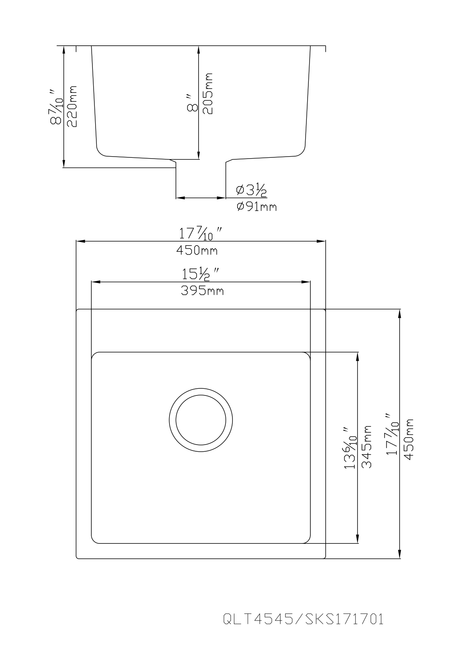 Quartz Top mount laundry tub 450*450*220mm (QZ4545) — detail 3
