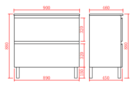 RIVA Free-Standing PVC Vanity RIVA900L — detail 4
