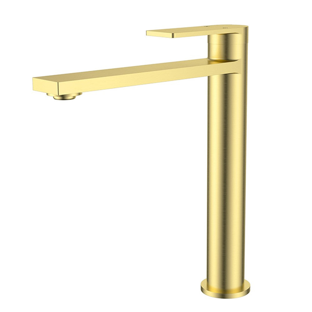 Ruki High Rise Basin Mixer Brushed Gold  Lead Free Brushed Gold