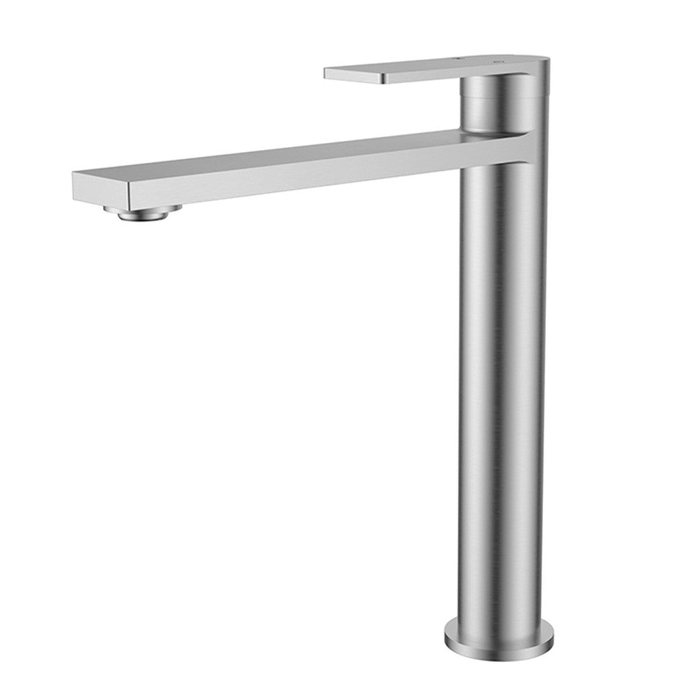 Ruki High Rise Basin Mixer Brushed Nickel Lead Free Brushed Nickel