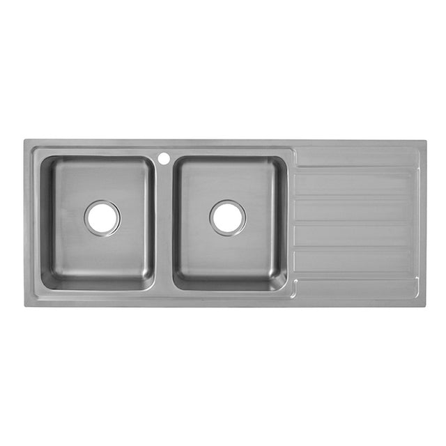 Seto Double Bowl Single Drainer Sink RHB  1200mm Chrome