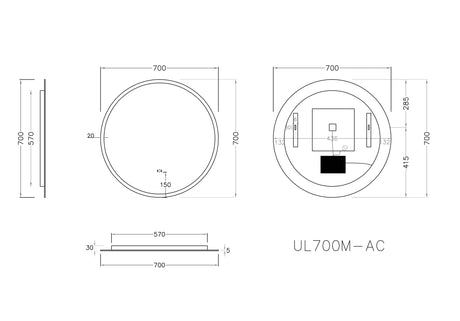UL700BM-AC  LED Backlit Mirror — detail 3