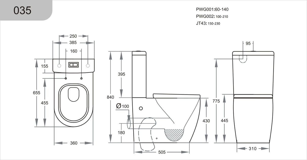 Dune Tornado Rimless Toilet Suite Dual Flush 655*385*840mm V035 — detail 4