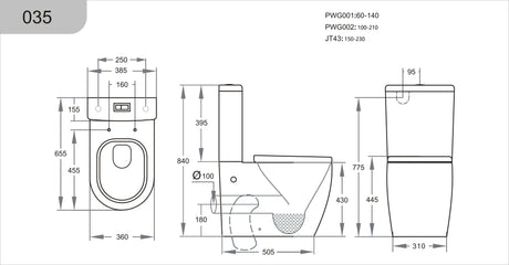 Dune Tornado Rimless Toilet Suite Dual Flush 655*385*840mm V035 — detail 4