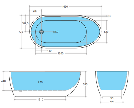 Veda VBT1690 Freestanding Bathtub — detail 3