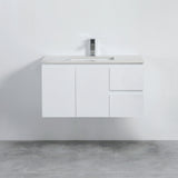 Nordic Wall-Hung PVC White Vanity 93RWH