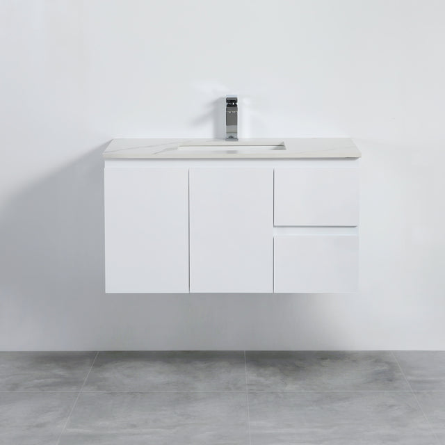 Nordic Wall-Hung PVC White Vanity 93RWH